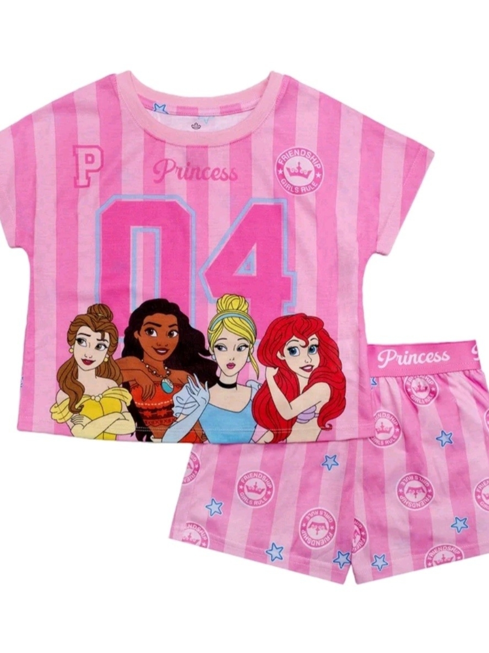 Disney Princess Short Pajama 2 Piece Set Flame Resistant Girl's Size S (6-6X)